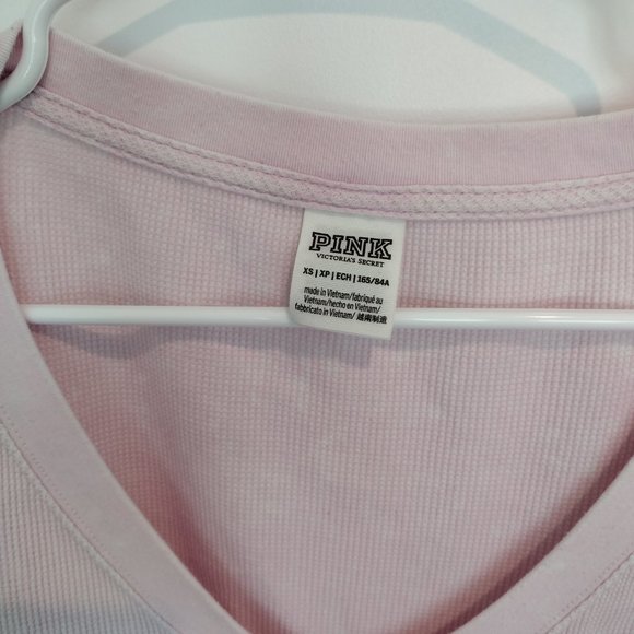 PINK Victoria's Secret oversized pink waffle cropped long-sleeve top, XS - Picture 5 of 5